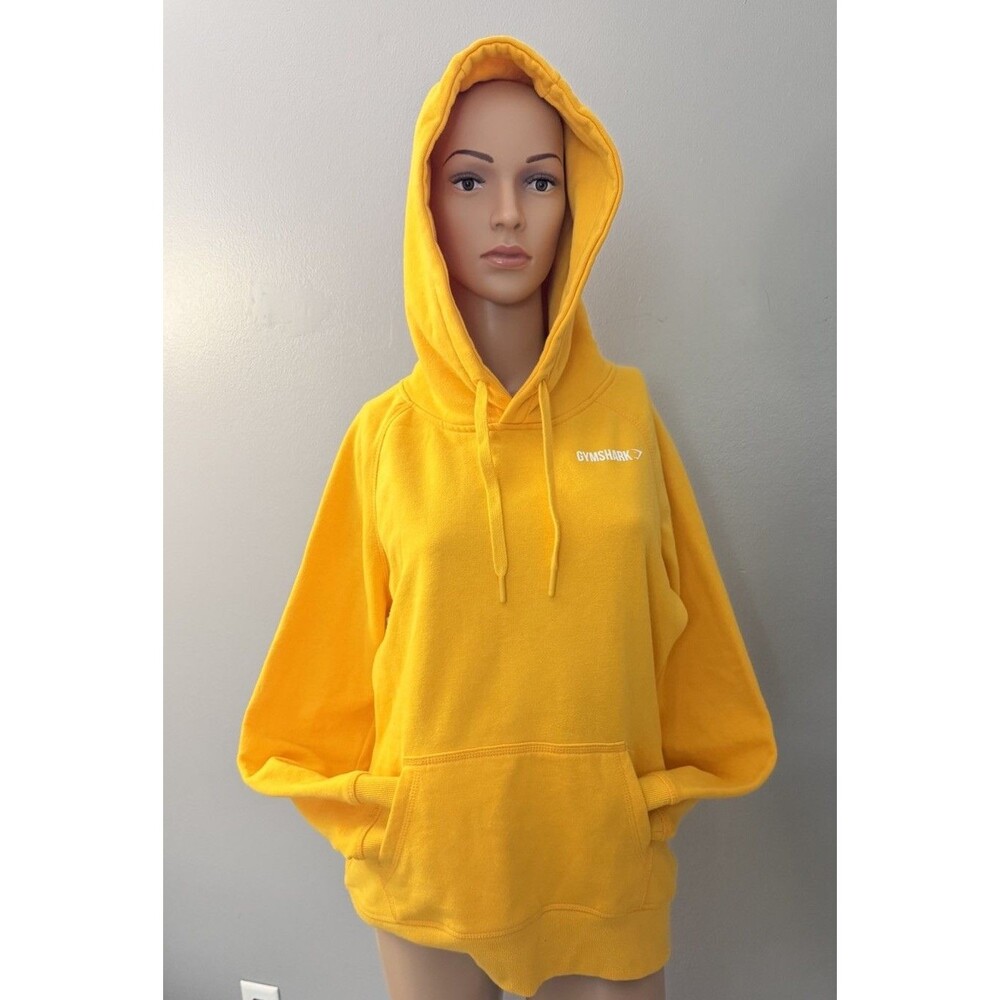 Gymshark Crest Pullover Hoodie Womens Yellow size medium Activewear Sweatshirt